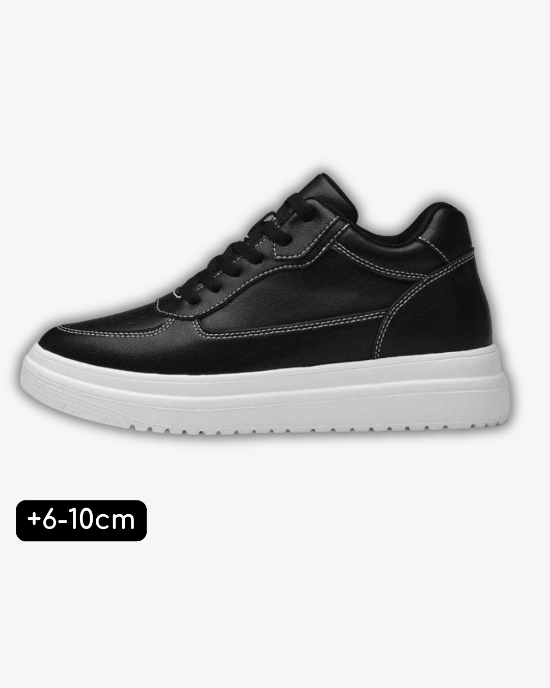 Prince Charming Black Casual Sneakers | +6-10cm Height Boost & Timeless Elegance