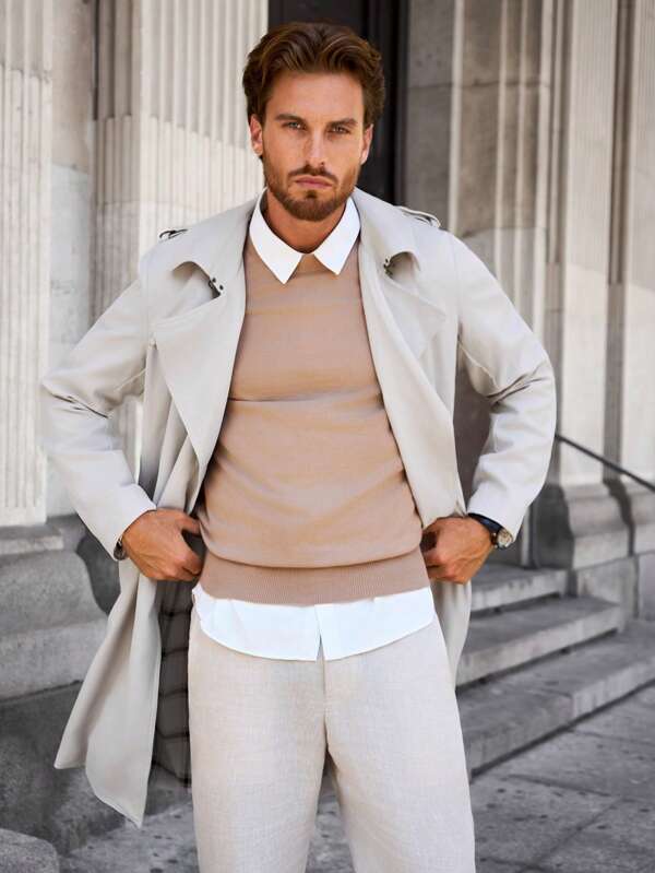 Versailles Beige Double-Breasted Trench Coat – Timeless Elegance with Modern Appeal