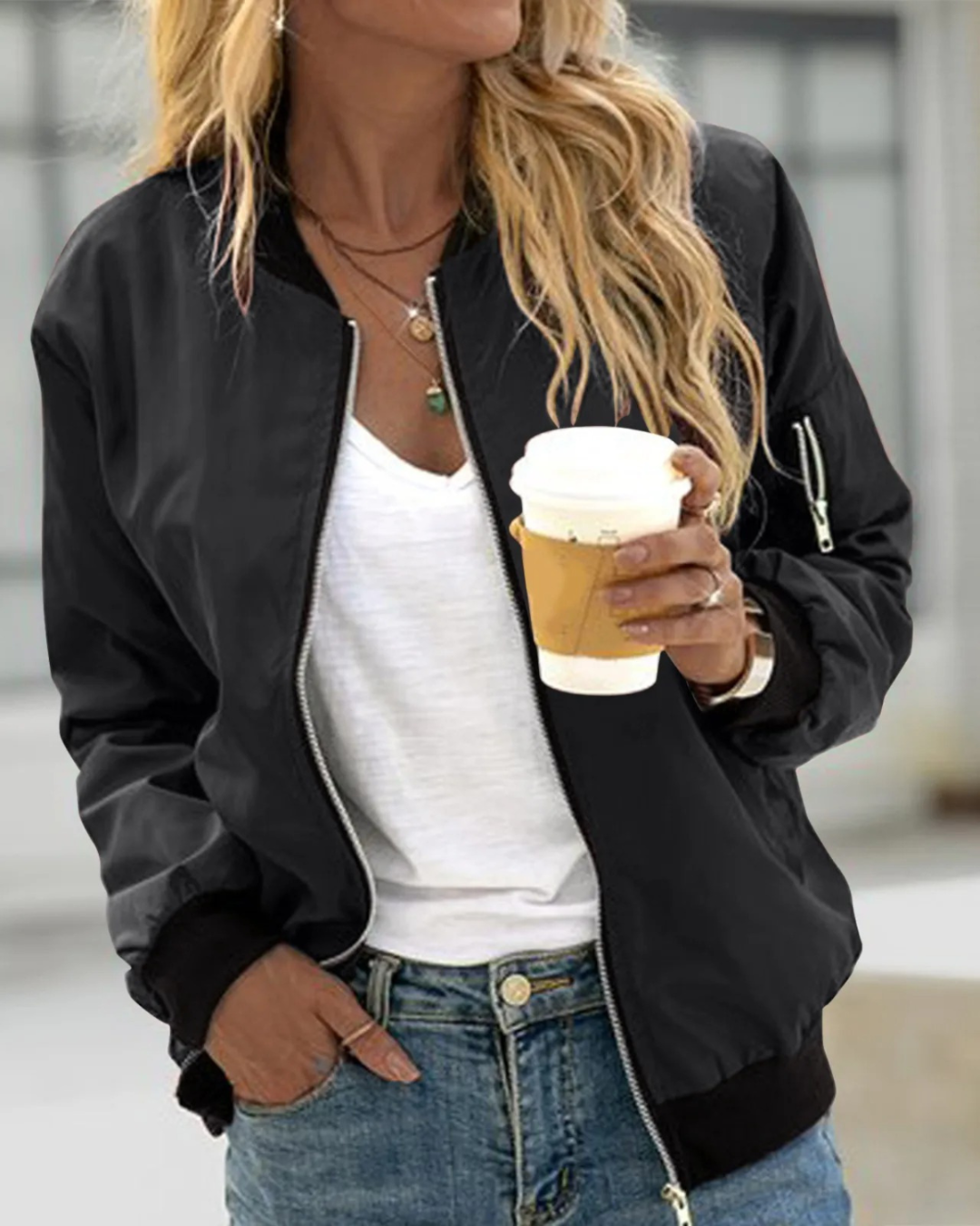Mirasol | Women's Bomber Jacket Lightweight Zip-Up