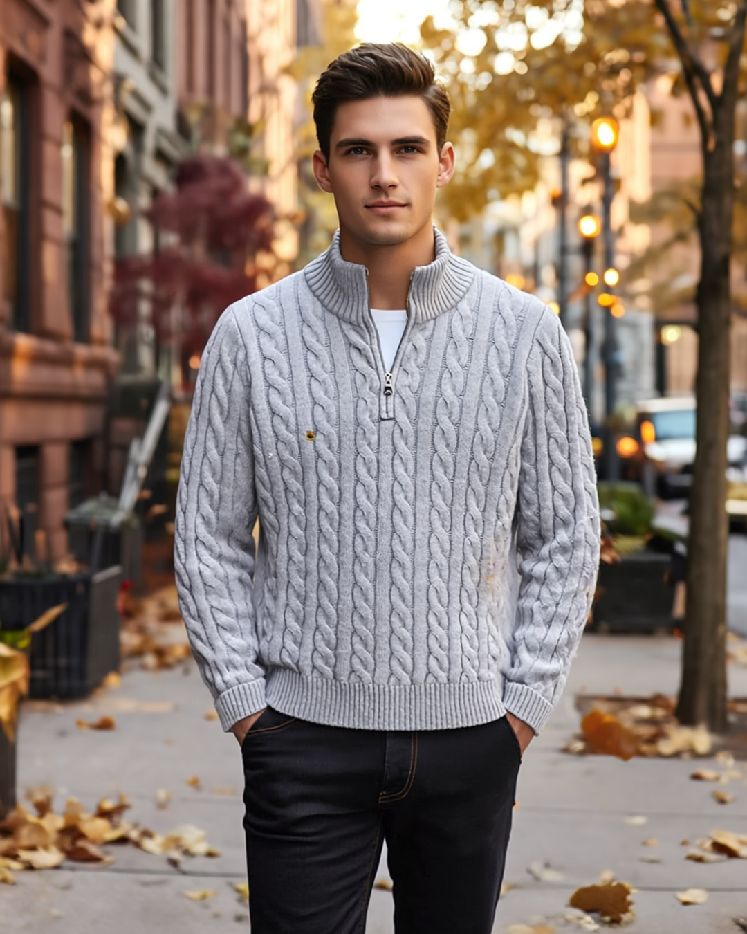 Sandro | Men's Half-Zip Cotton Sweater