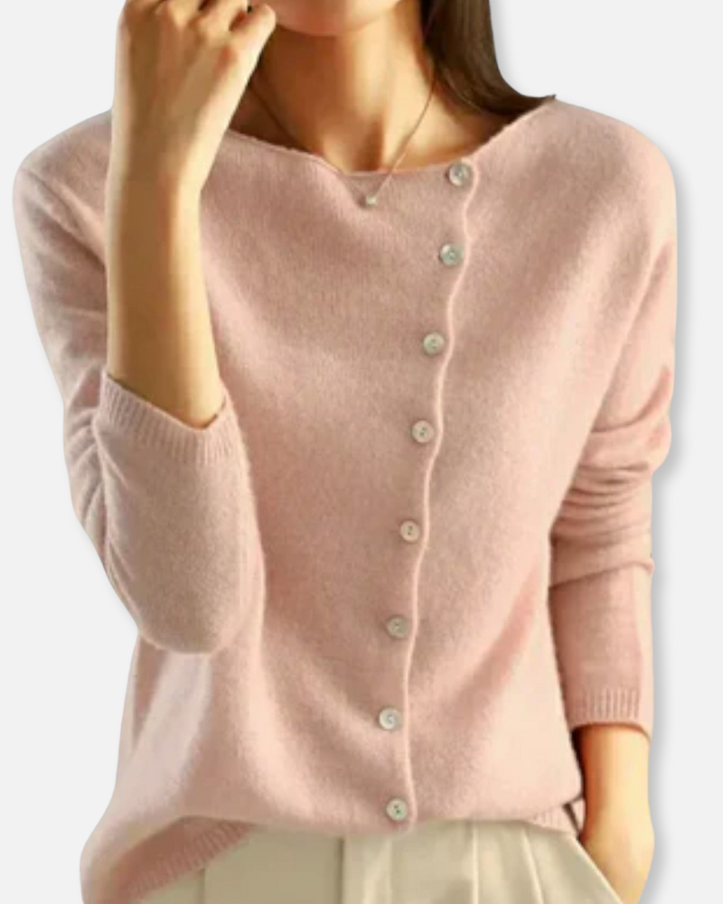 Sienna Asymmetrical Button-Up Sweater – A Modern Twist on Cozy Elegance
