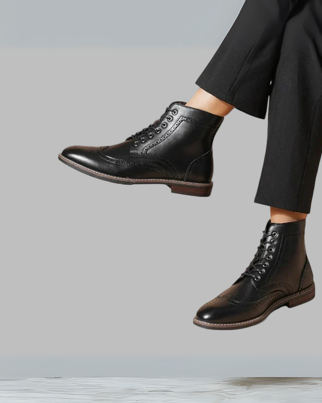 Arnold | Men's Leather Wingtip Winter Boots with Brogue Detailing