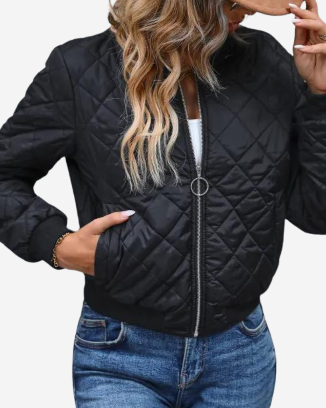 Davinia | Women's Quilted Bomber Jacket Full Zip