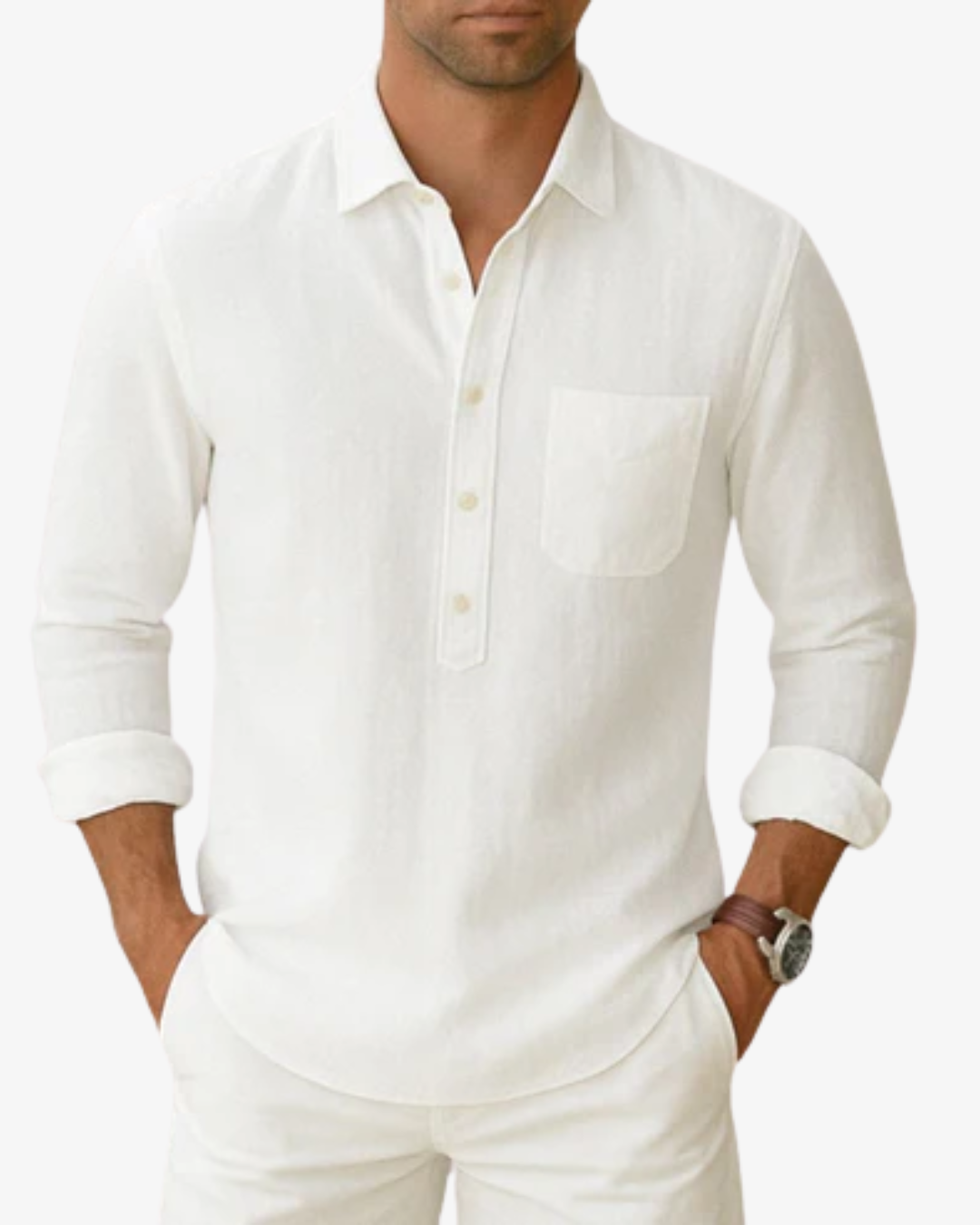 Hector | Men’s Grandad Collar Summer Linen Shirt