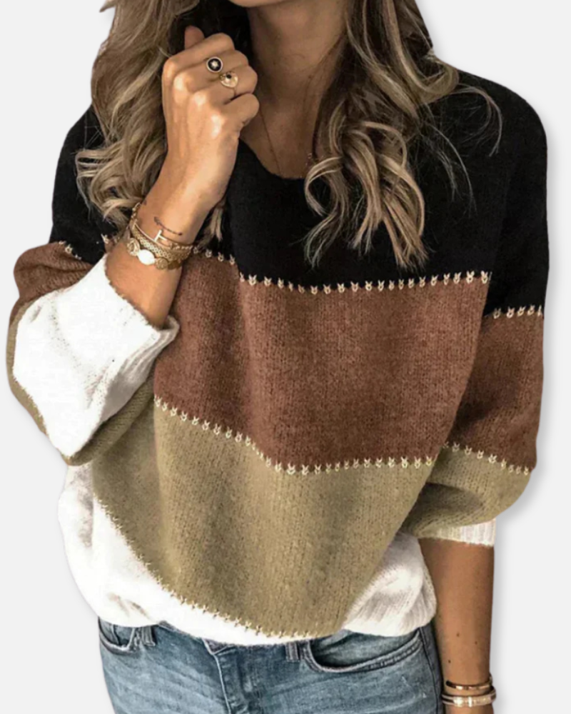 Aurora Color Block Sweater – Effortless Warmth & Contemporary Style
