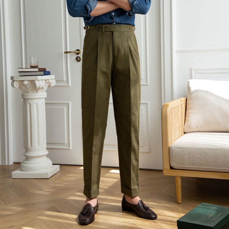 The Milan High-Waist Cotton Trousers – Chic Comfort & Effortless Elegance