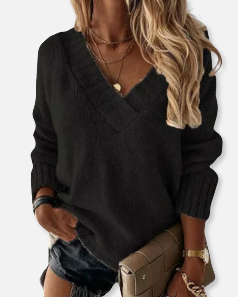 Vienna Cozy V-Neck Knit – Effortless Elegance for Every Day