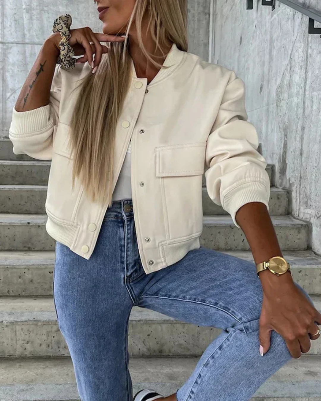 Anabelle | Women's Cropped Bomber Jacket Relaxed Fit