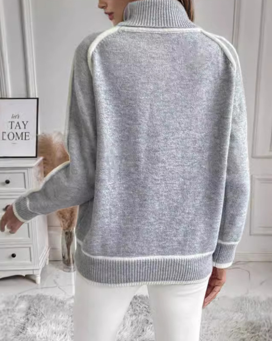 Elowen Contrast Trim Turtleneck – Effortless Warmth & Style