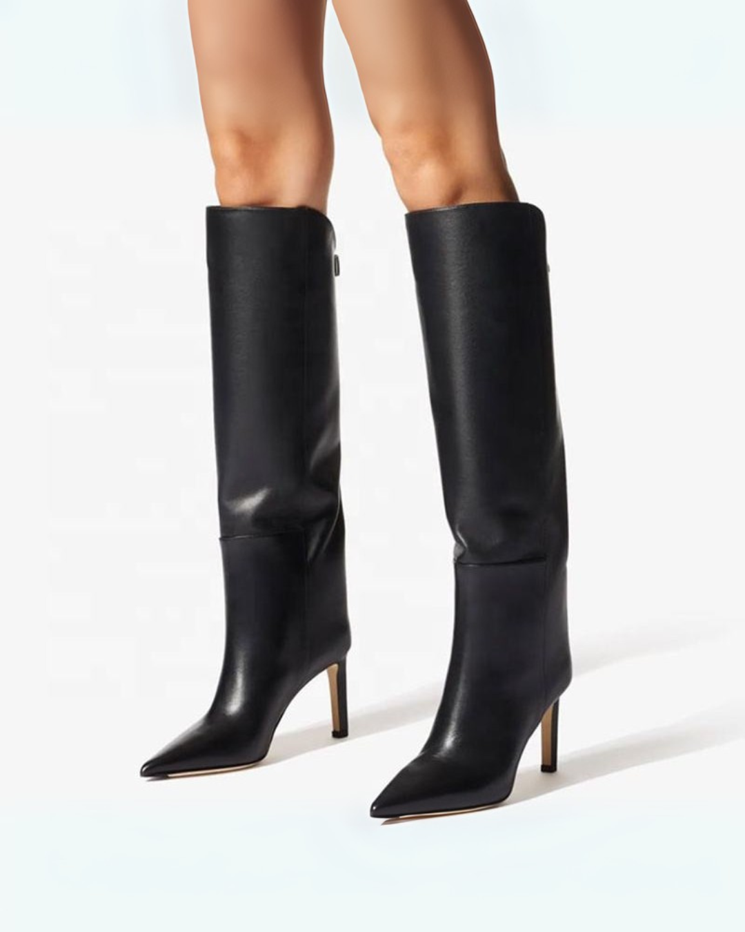 Selena | Women's Knee High Winter Boots Suede & Leather Pointed Toe Stiletto