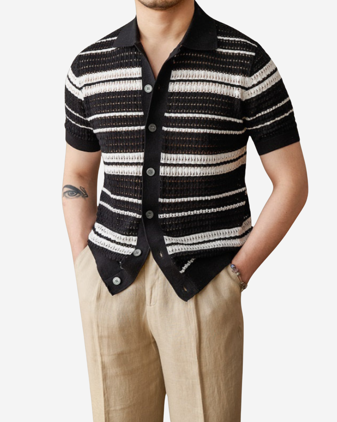Benedict | Men's Striped Cardigan Polo Shirt