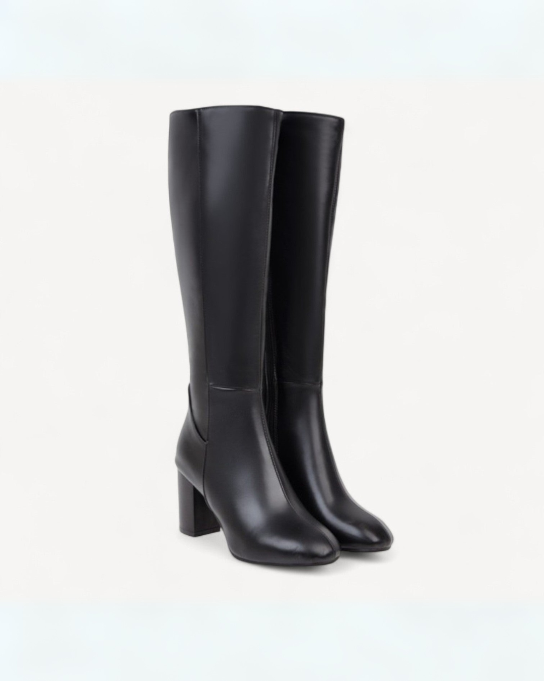 Monique | Women's Knee High Leather Winter Boots Side Zipper Block Heel