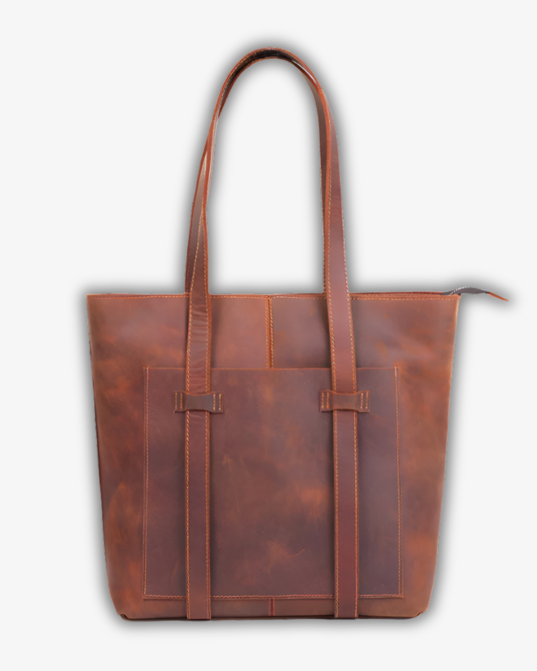 Aurora Coffee Leather Tote | Timeless Retro Elegance