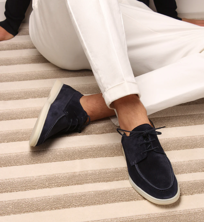 Men’s Suede Loafers - Lace-Up Moccasin Design - Soft & Flexible Sole - Smart Casual Wear