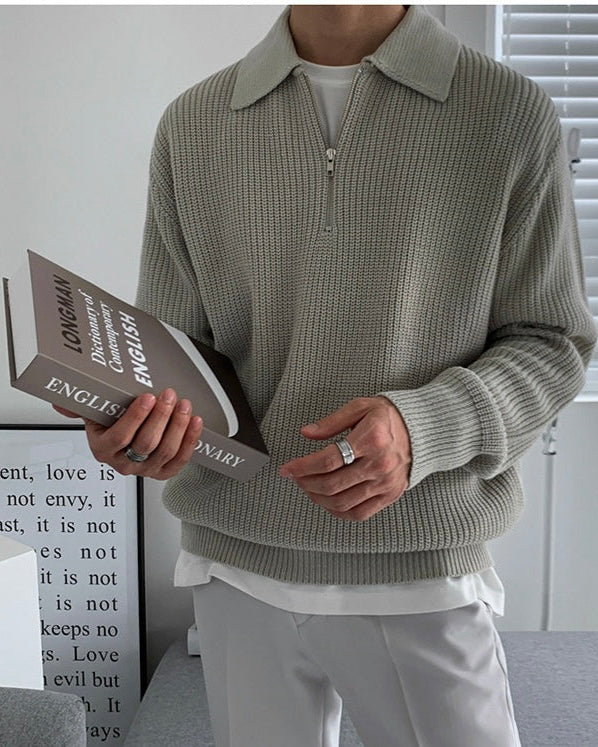 Men’s Zip Neck Knit Jumper – Warm Casual Pullover for Autumn1