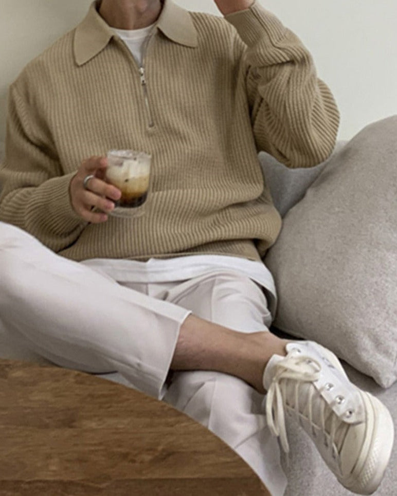 Men’s Zip Neck Knit Jumper – Warm Casual Pullover for Autumn4