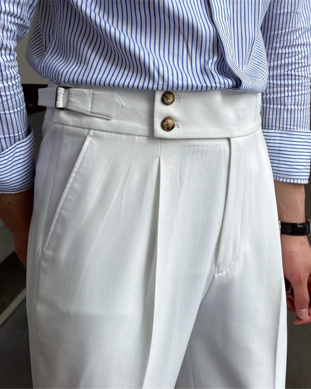Men’s Slim Fit Suit Wrinkle-Resistant Trousers – High Waist, Formal Smart Style
