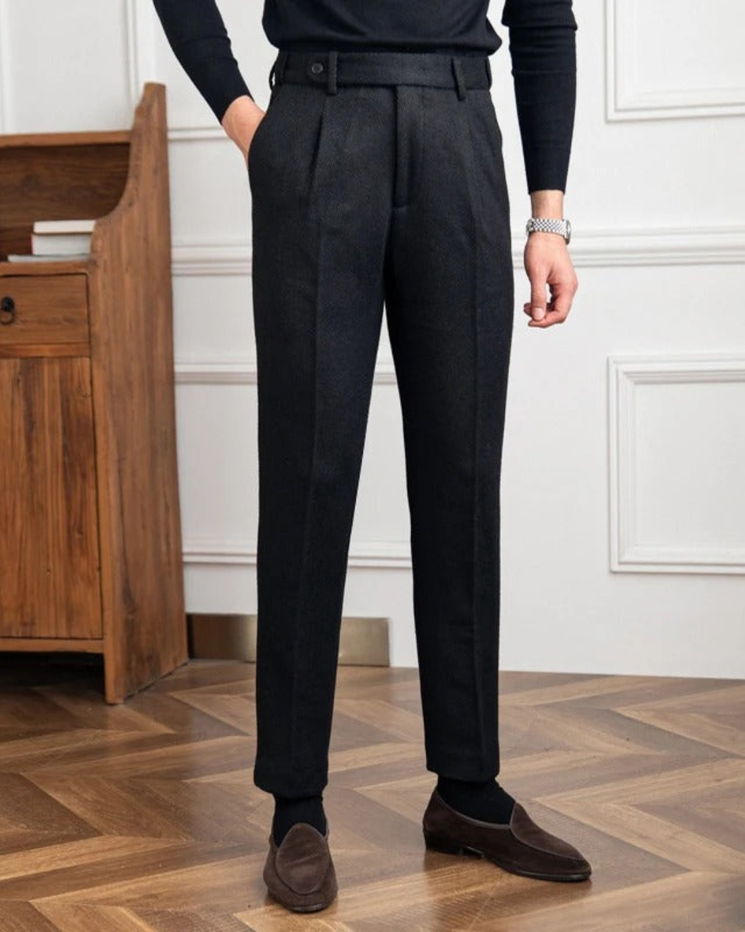 Harold | Men's Vintage Tweed Herringbone Trousers