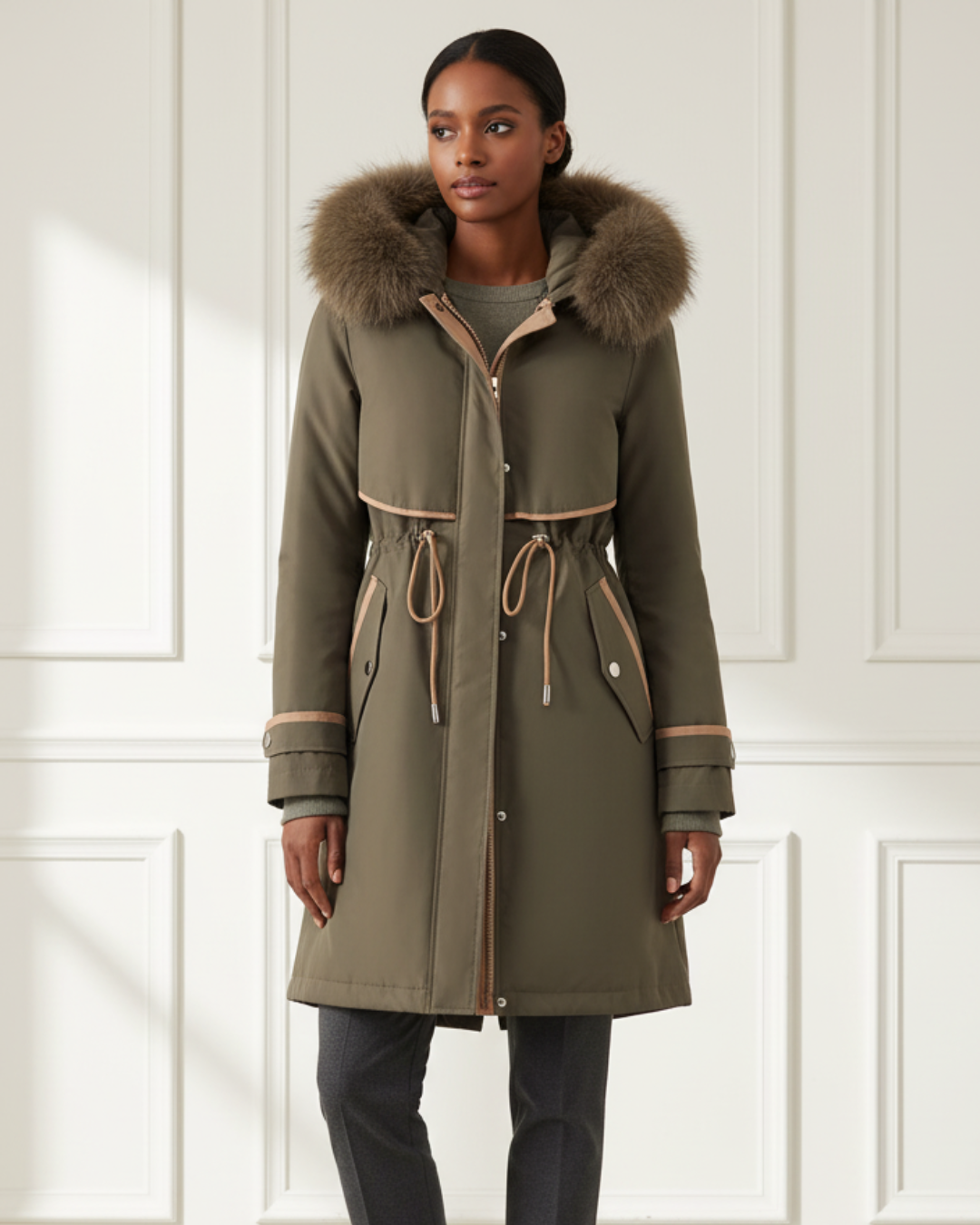 Beverly | Women's Parka Jacket Quilted Lining with Fur Trim Hood