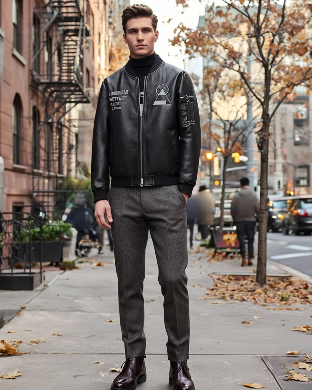 Joaquin | Men's Bomber Jacket Synthetic Leather Look