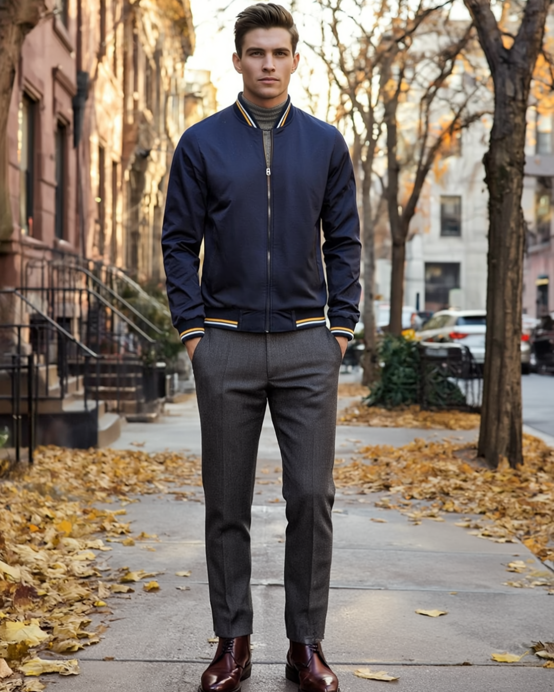 Brandon | Men's Relaxed-Fit Bomber Jacket with Ribbed Cuffs
