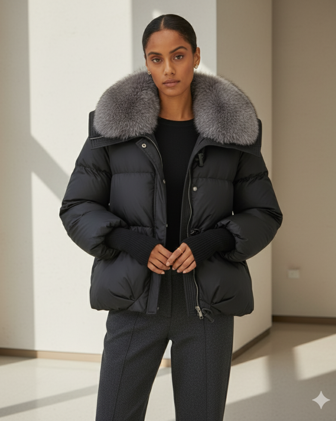 Natalie | Women's Oversized Quilted Puffer Jacket with Faux Fur Collar