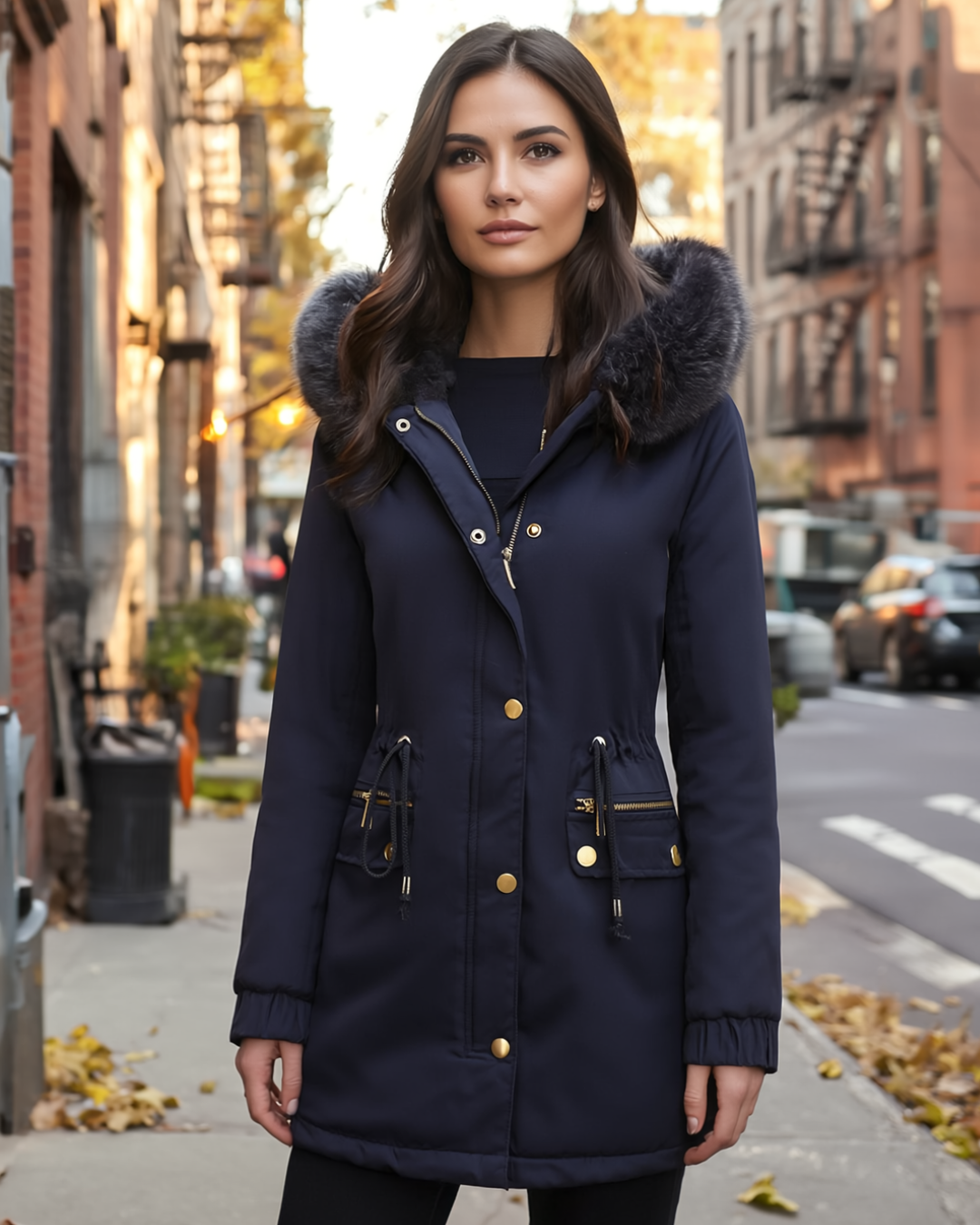Patricia | Women's Parka Jacket Longline Fit with Faux Fur Hood