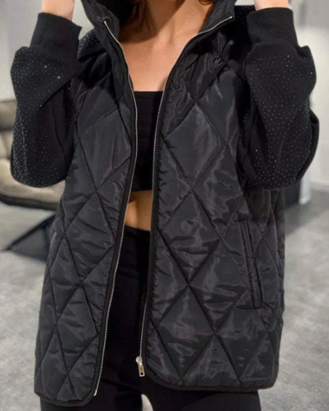 Desiree | Women's Down Jacket Quilted Diamond Pattern Hooded