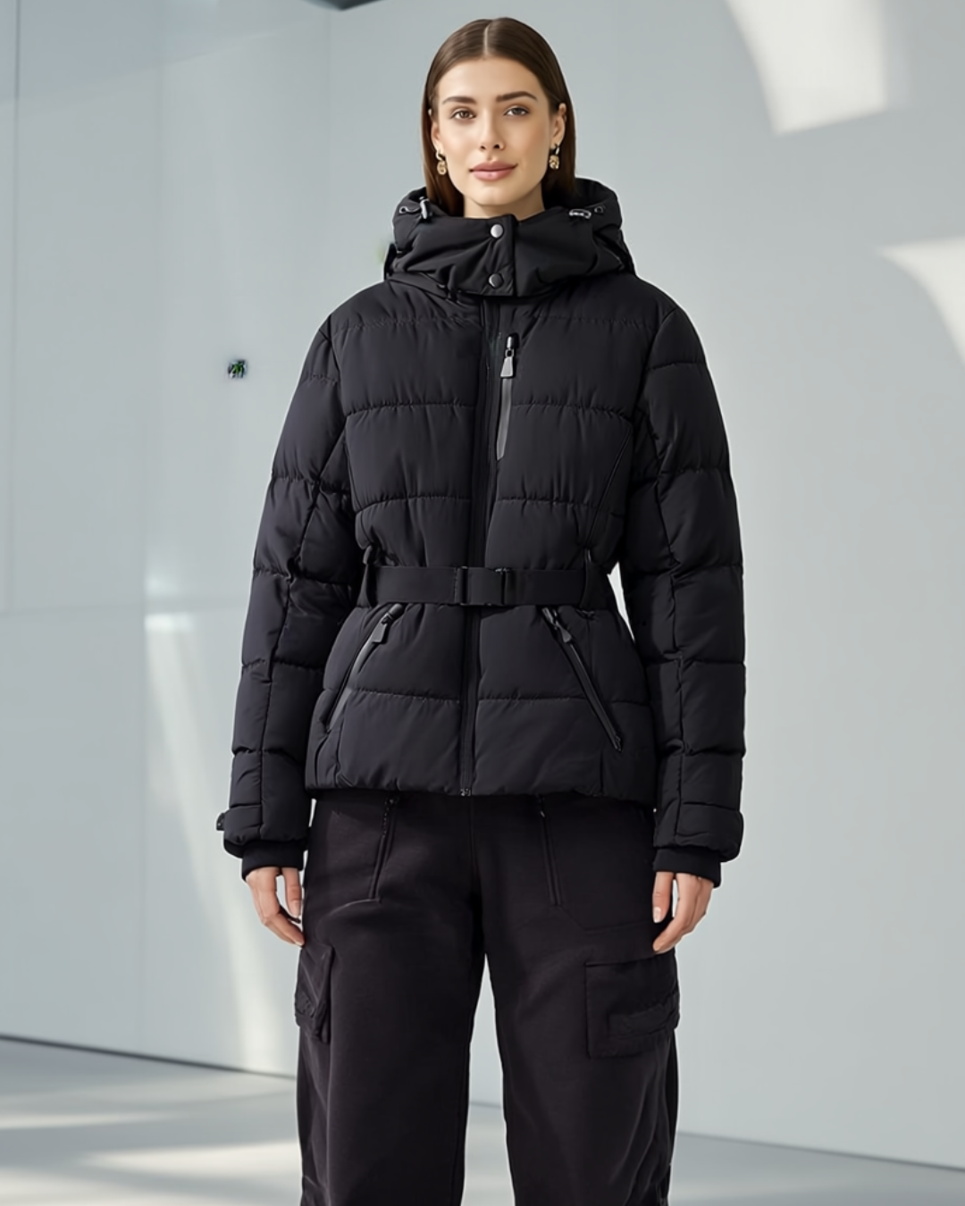 Francine | Women's Quilted Puffer Jacket with Belted Waist