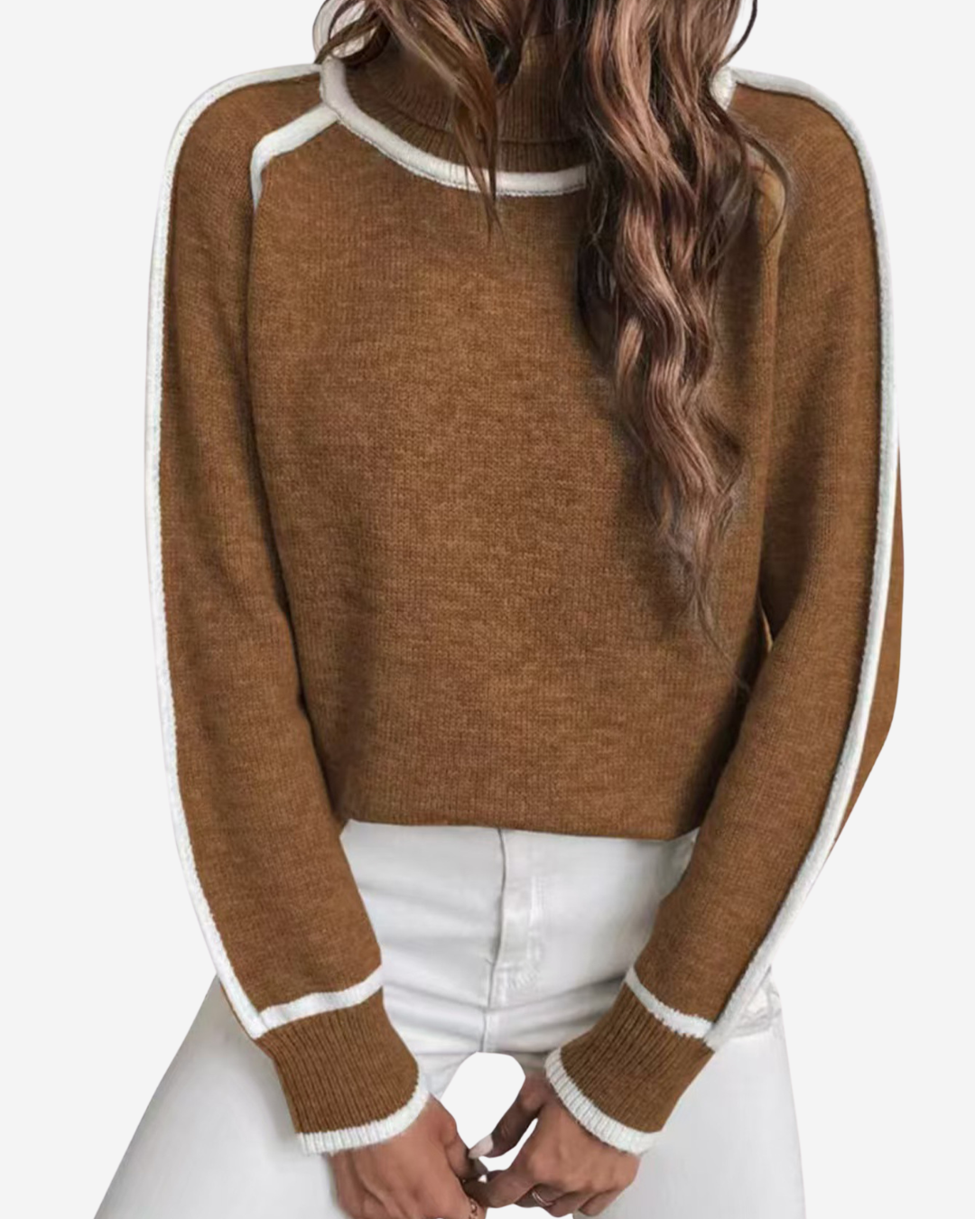 Elowen Contrast Trim Turtleneck – Effortless Warmth & Style