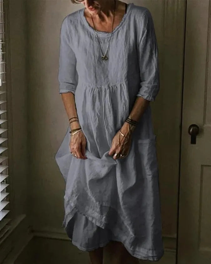 Women’s Summer Maxi Dress – Cotton – Loose Fit – 3/4 Sleeve - Casual Comfort35