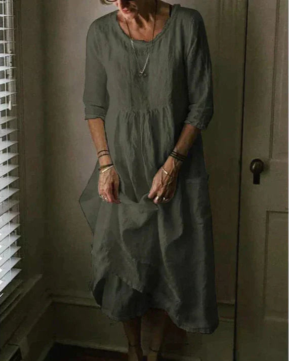 Women’s Summer Maxi Dress – Cotton – Loose Fit – 3/4 Sleeve - Casual Comfort44