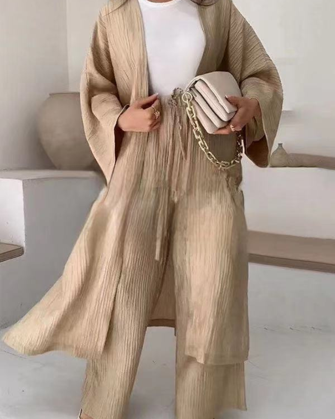 Women's Pleated Kimono Set – Elegant & Lightweight