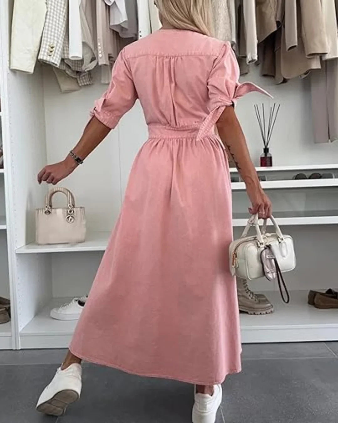 Women's V-Neck Denim Dress – Flattering Fit, Lightweight Comfort & Versatile Style