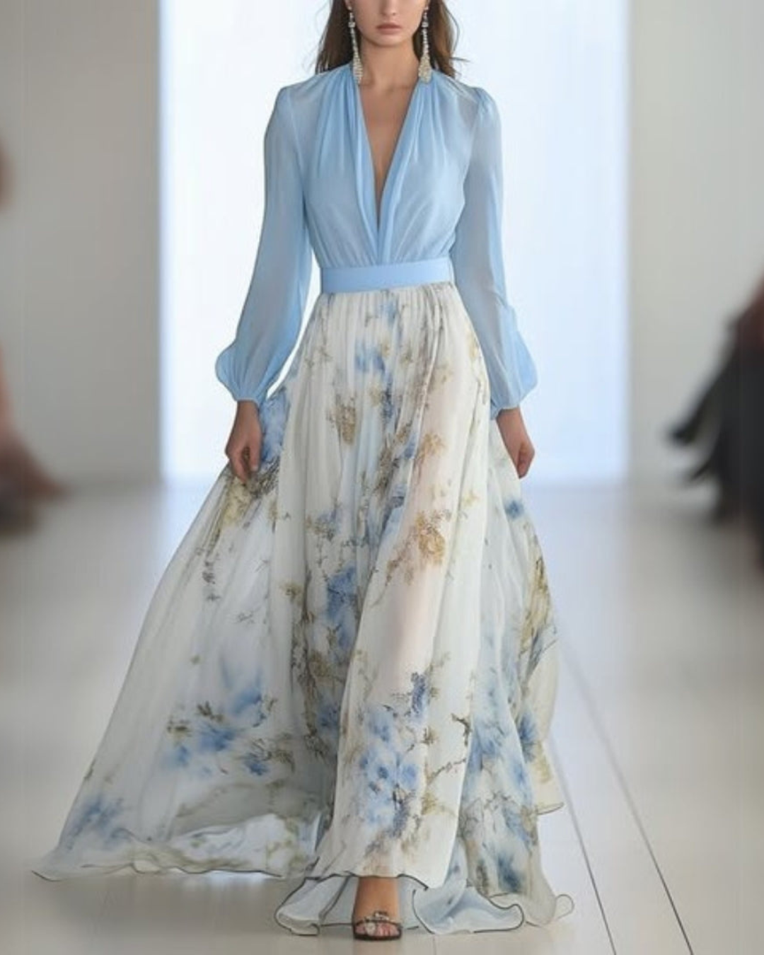 Amelia | Floral V-Neck Maxi Dress for Summer Elegance