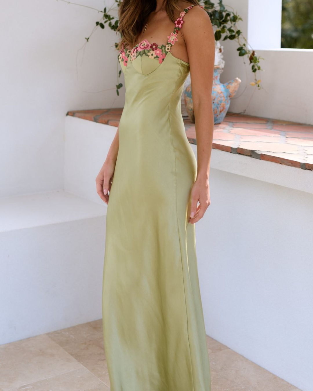 Carol | Floral Embroidered Maxi Dress for Summer Elegance