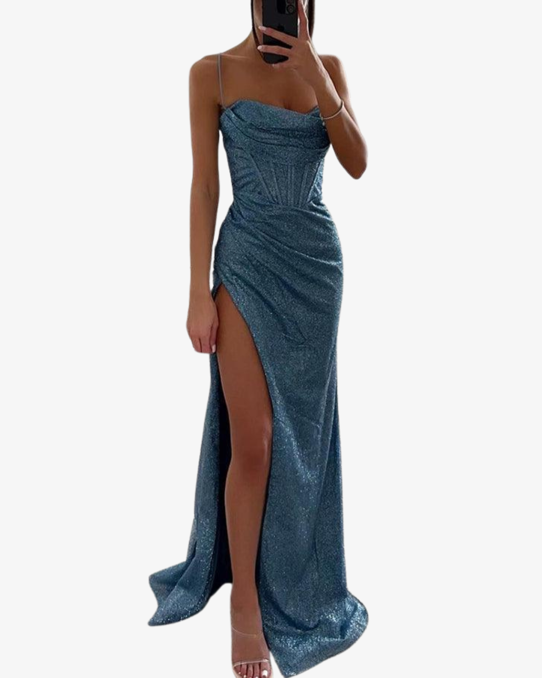 Charisse | Satin Corset Maxi Dress with Thigh-High Slit
