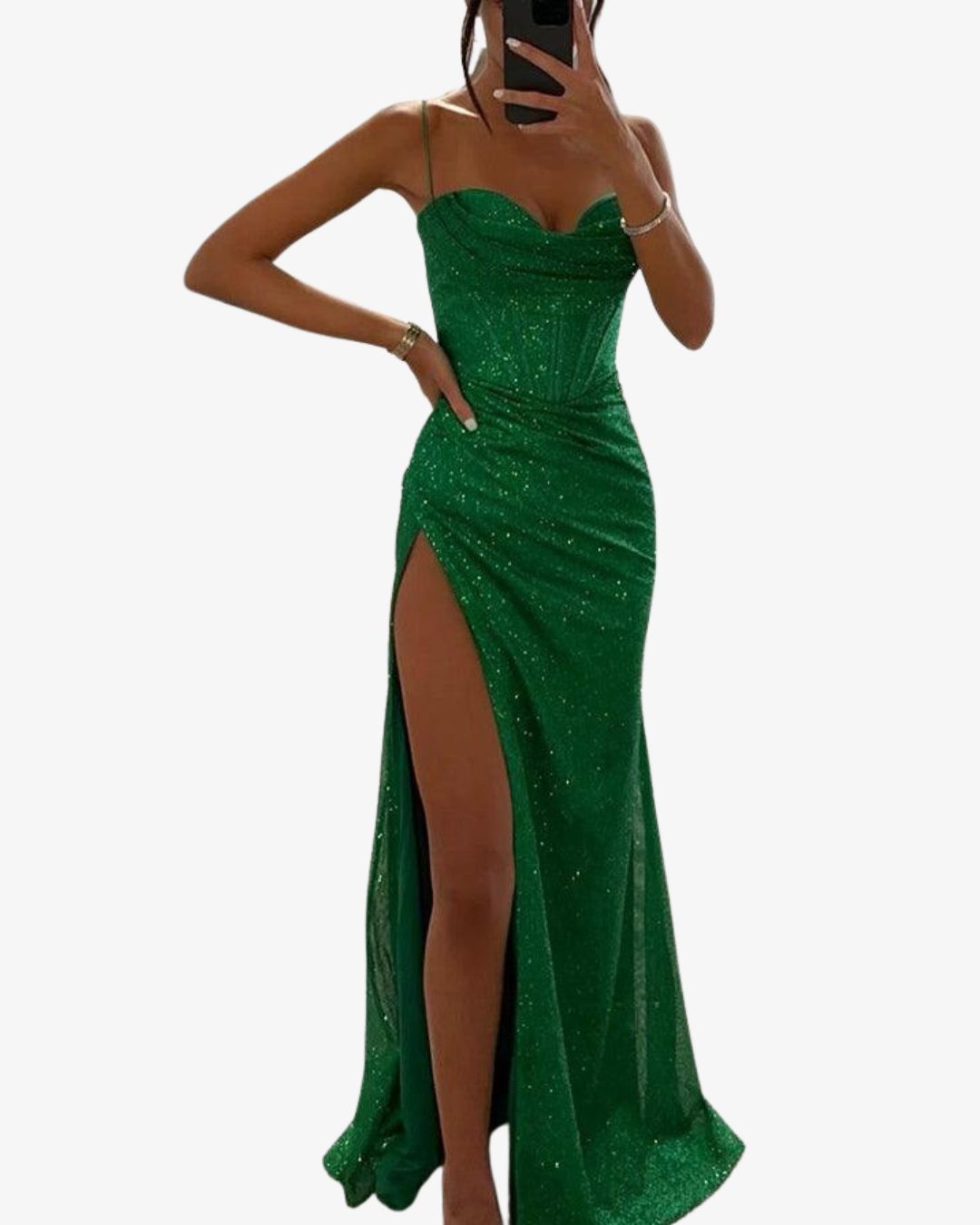 Charisse | Satin Corset Maxi Dress with Thigh-High Slit