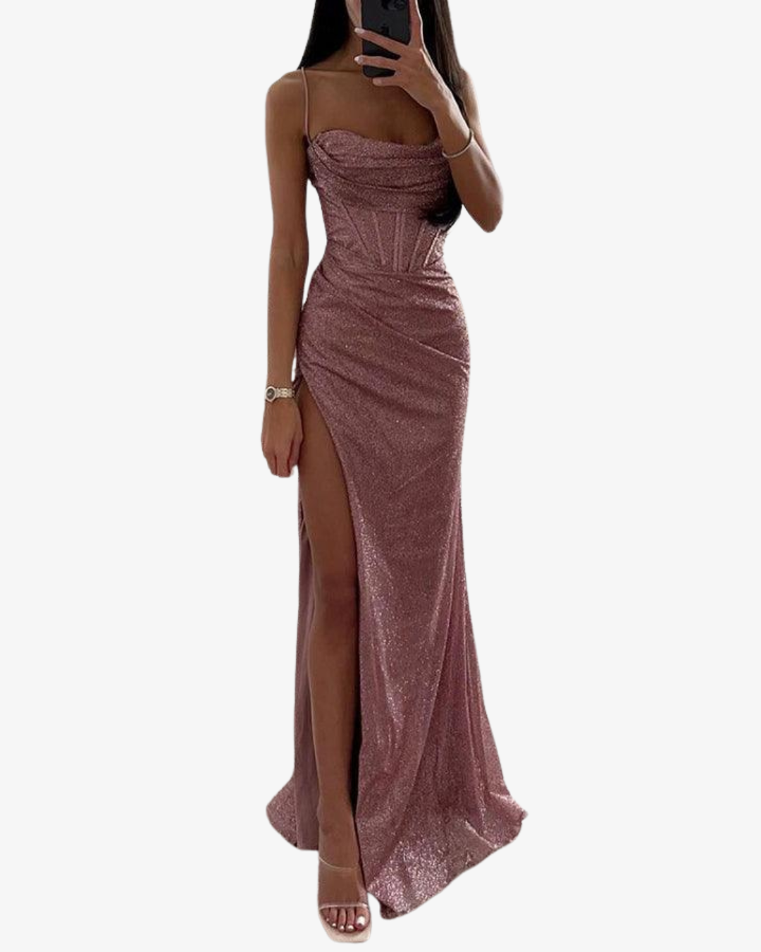 Charisse | Satin Corset Maxi Dress with Thigh-High Slit