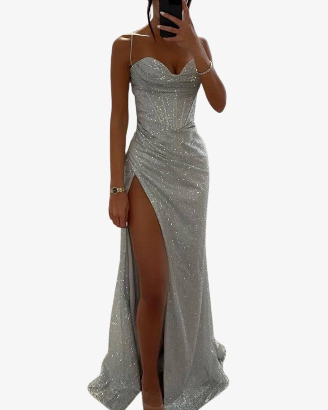 Charisse | Satin Corset Maxi Dress with Thigh-High Slit