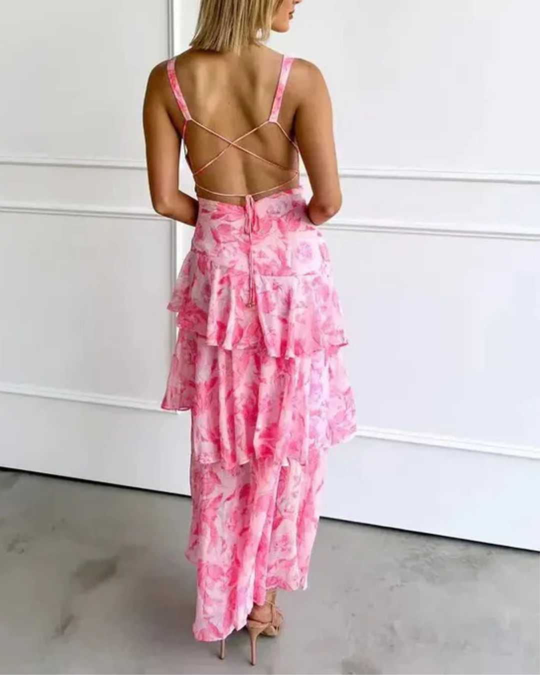 Charlotte | Tie-Dye V-Neck Ruffle Maxi Dress