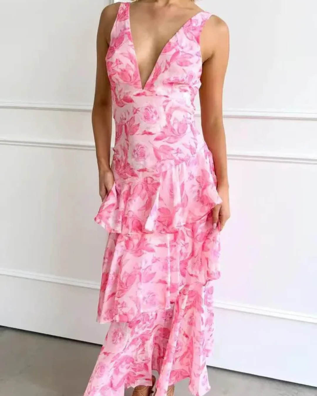 Charlotte | Tie-Dye V-Neck Ruffle Maxi Dress
