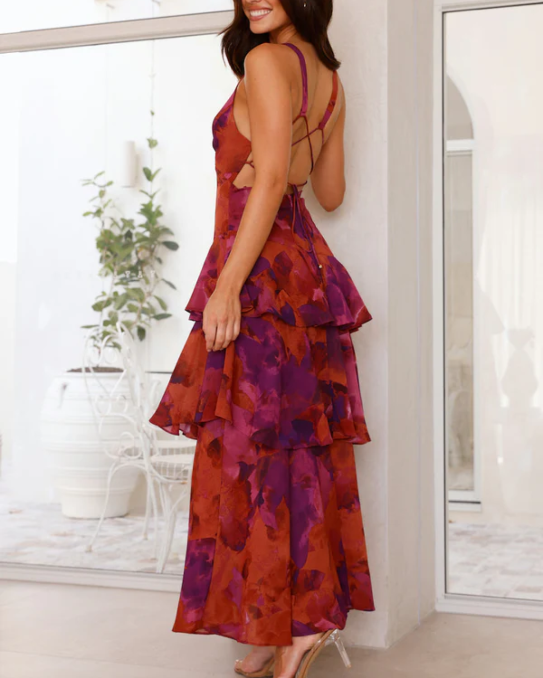 Charlotte | Tie-Dye V-Neck Ruffle Maxi Dress