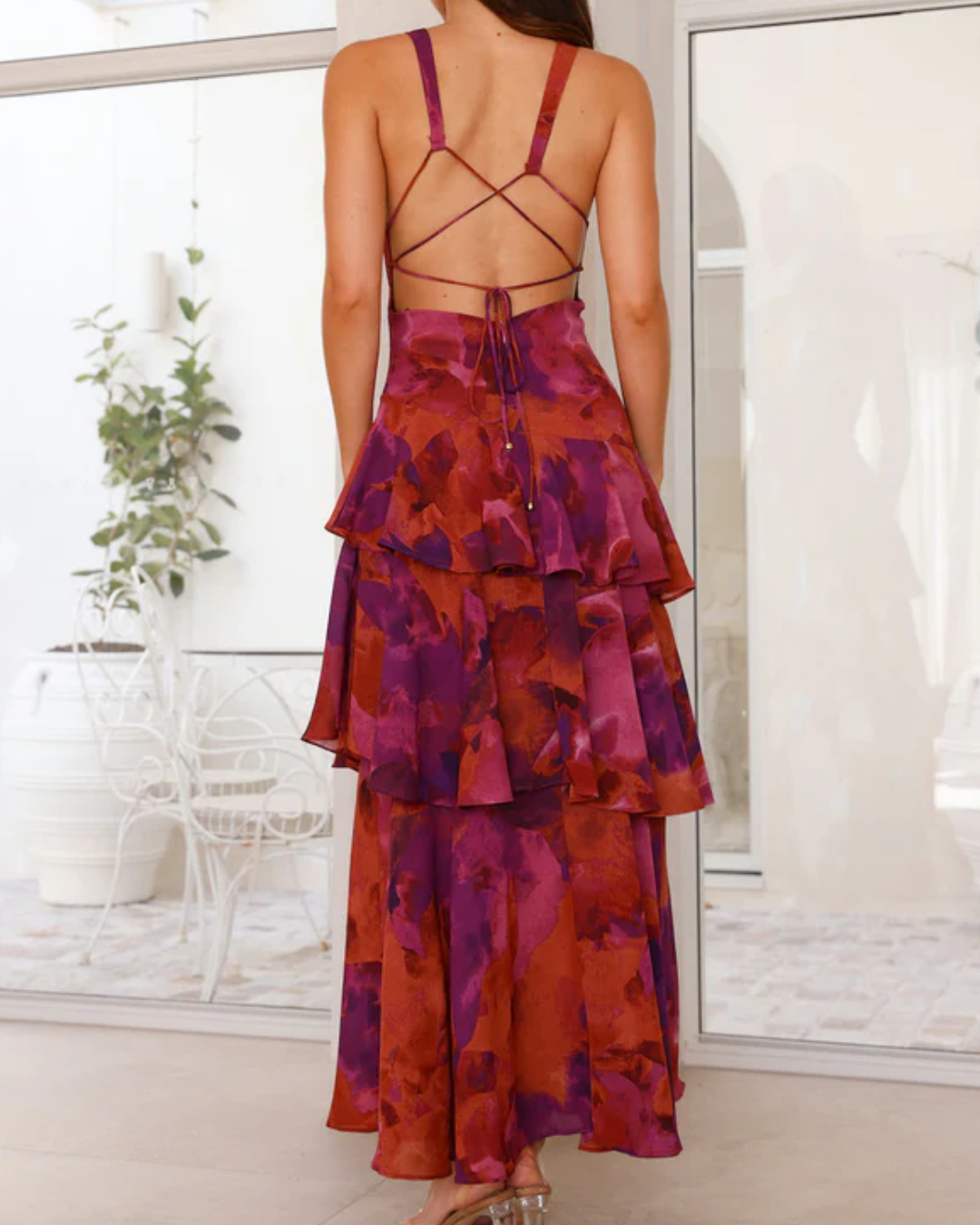 Charlotte | Tie-Dye V-Neck Ruffle Maxi Dress