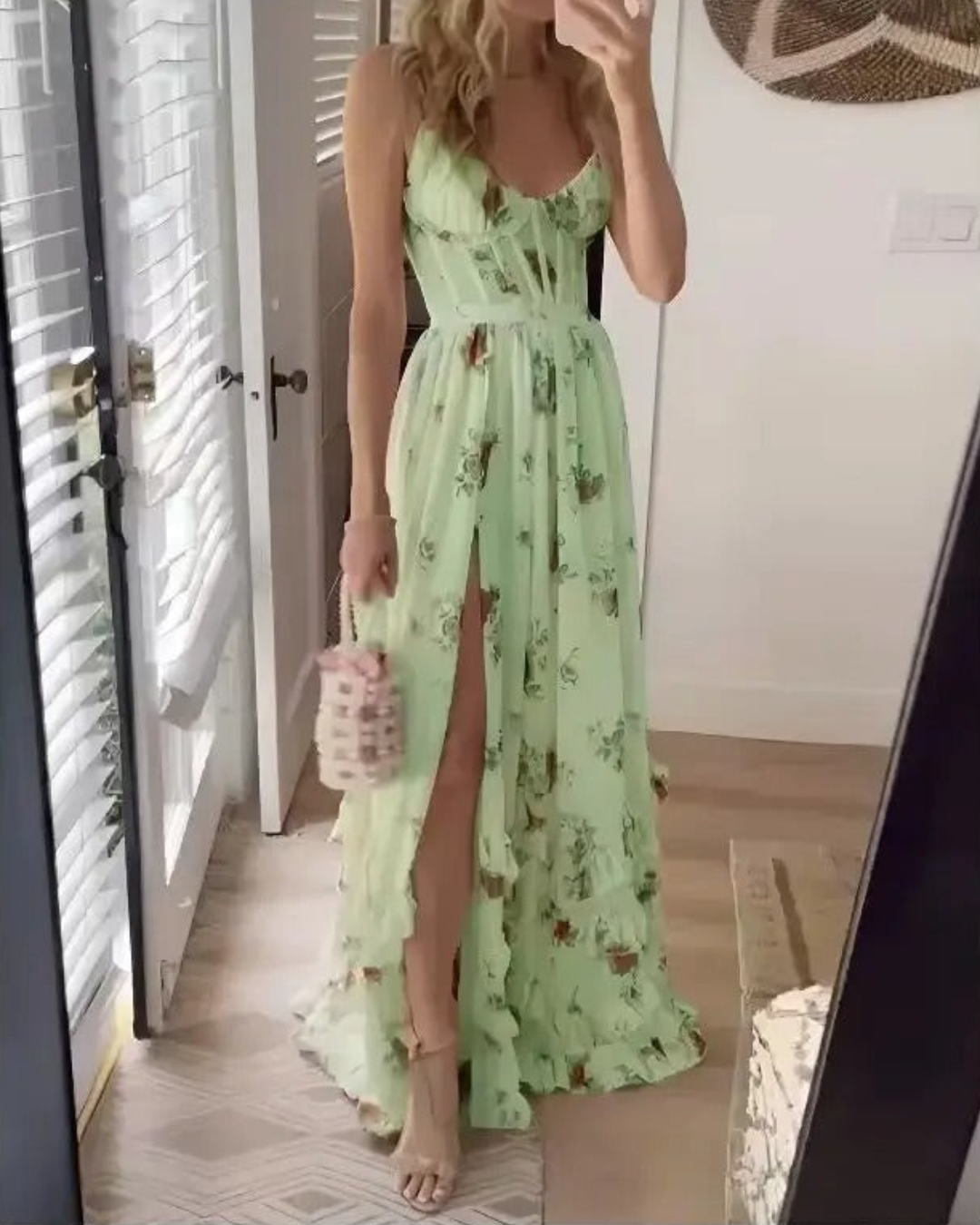Clara | Elegant One-Shoulder Floral Slit Maxi Dress