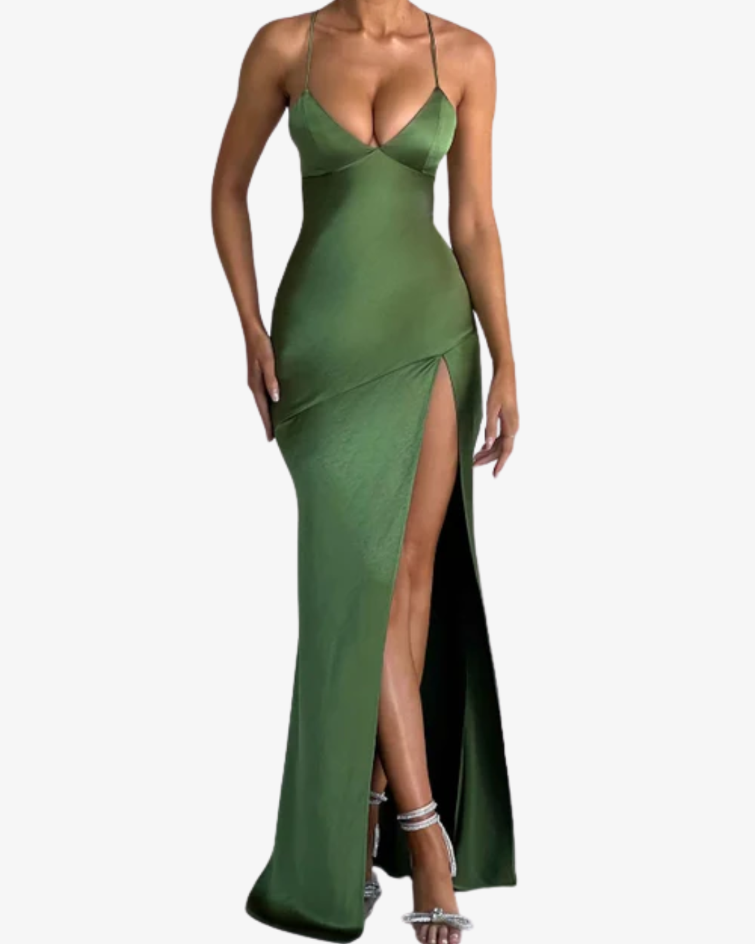 Dayla | Elegant Satin Maxi Dress with Thigh-High Slit