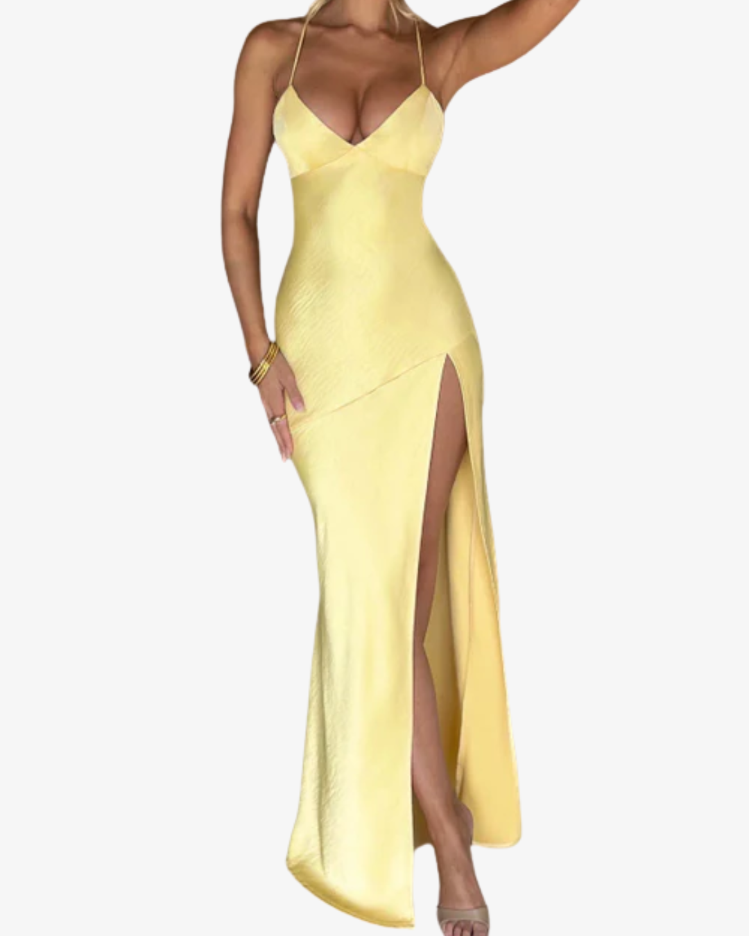 Dayla | Elegant Satin Maxi Dress with Thigh-High Slit