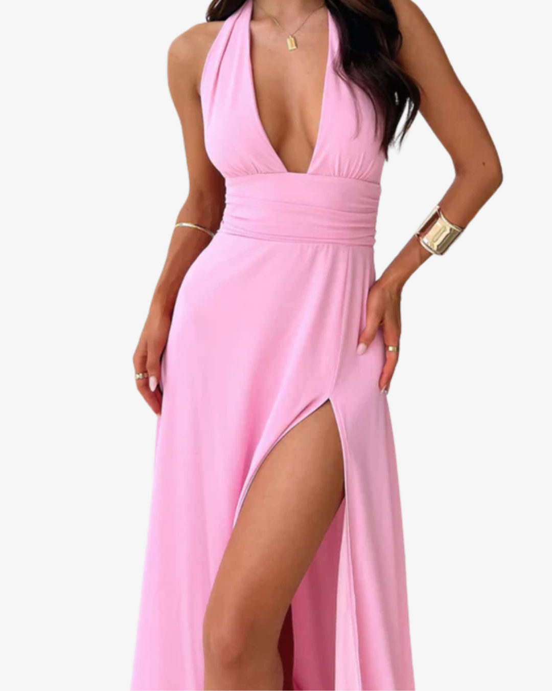 Dianne | Halter Backless Maxi Dress with Slit