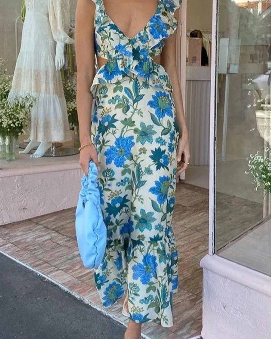 Farah | Ruffle Strap V-Neck Maxi Dress for Summer Days