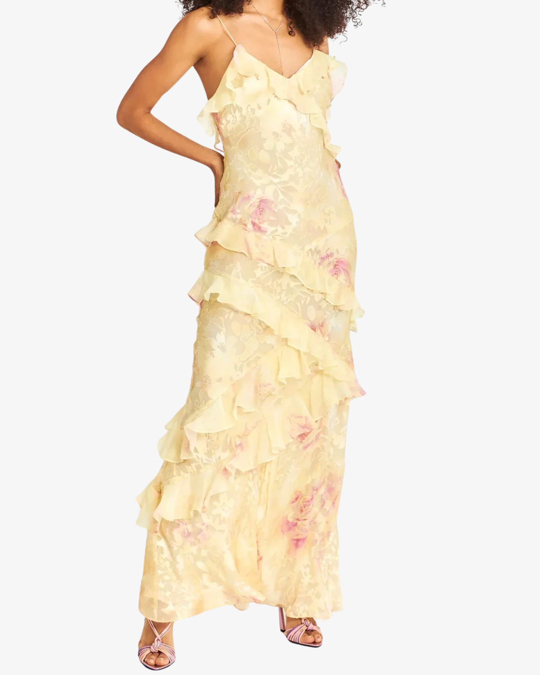 Harriet | Sleeveless Ruffle Maxi Dress with Open Back